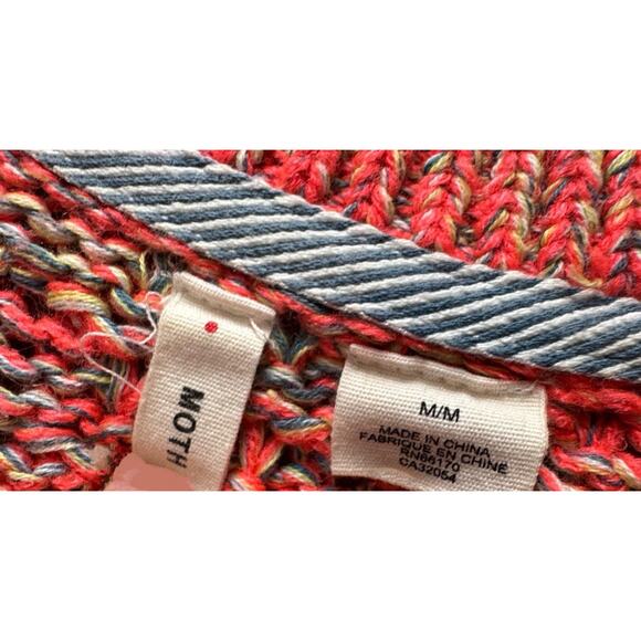 Anthropologie Moth Sweater Pink 3/4th Sleeve Cropped Oversized Round Neck Medium - Picture 3 of 7